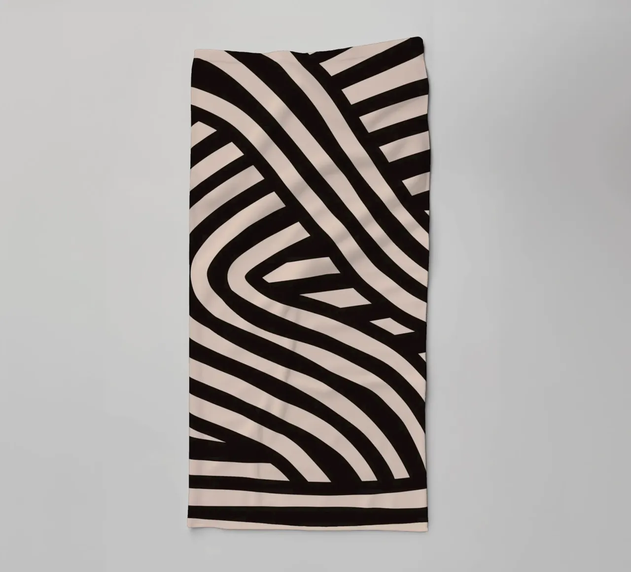 Asymmetrical linocut line art pattern 04 towel by Little Dean