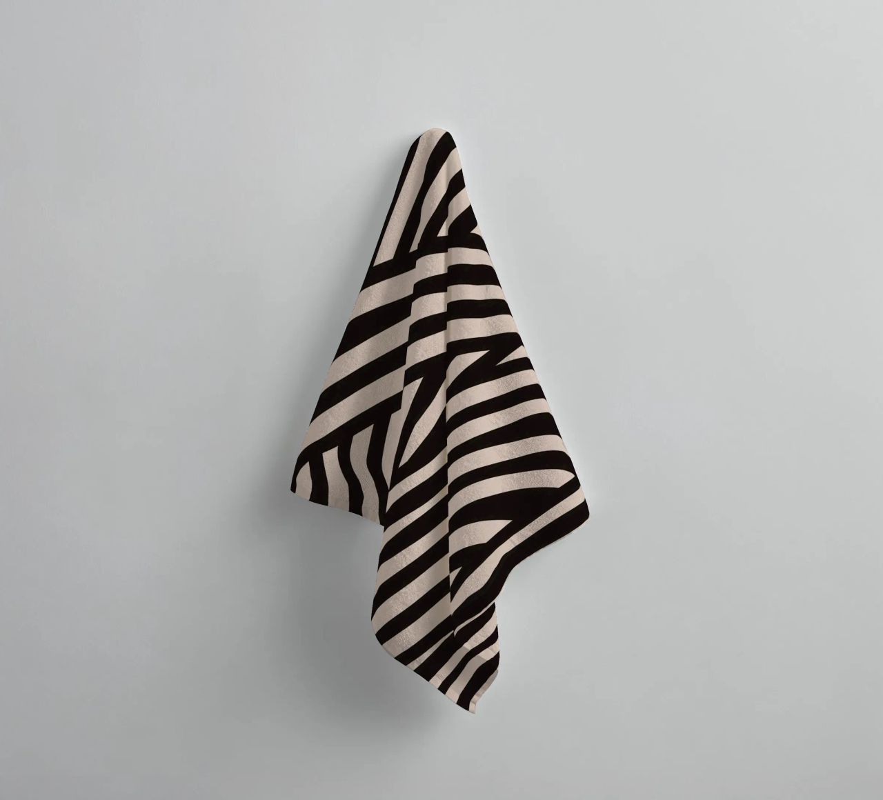 Asymmetrical linocut line art pattern 04 towel by Little Dean