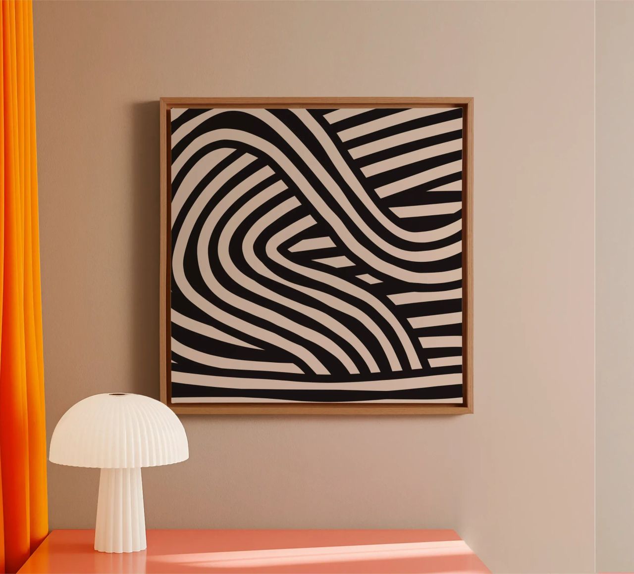 Asymmetrical linocut line art pattern 04 canvas by Little Dean
