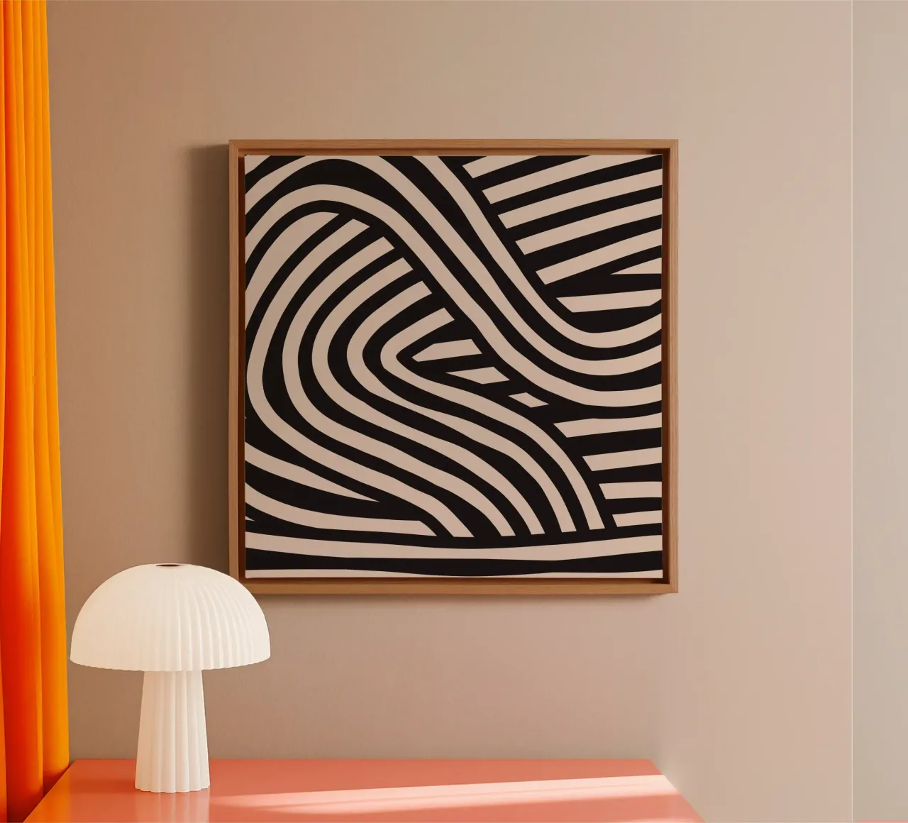 Asymmetrisches Linolschnitt-Linienkunstmuster 04 Leinwand von Little Dean