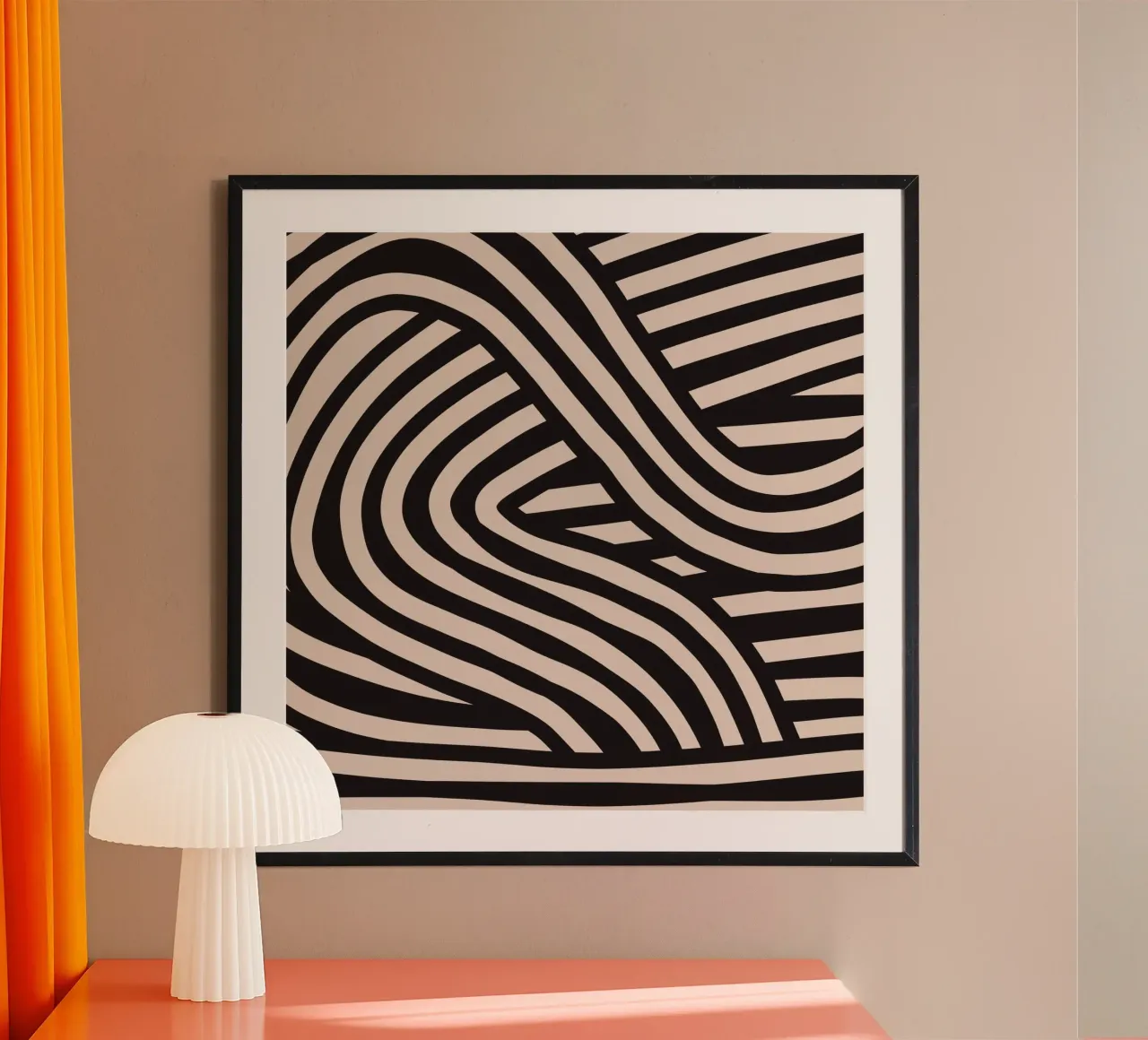 Asymmetrisches Linolschnitt-Linienkunstmuster 04 Poster von Little Dean