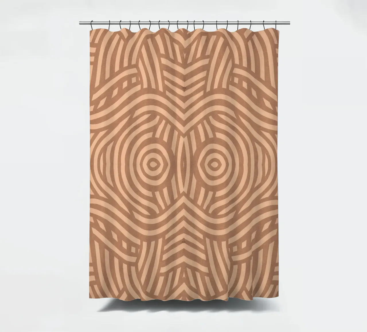 Symmetrical linocut line art pattern 09 shower curtain by Little Dean