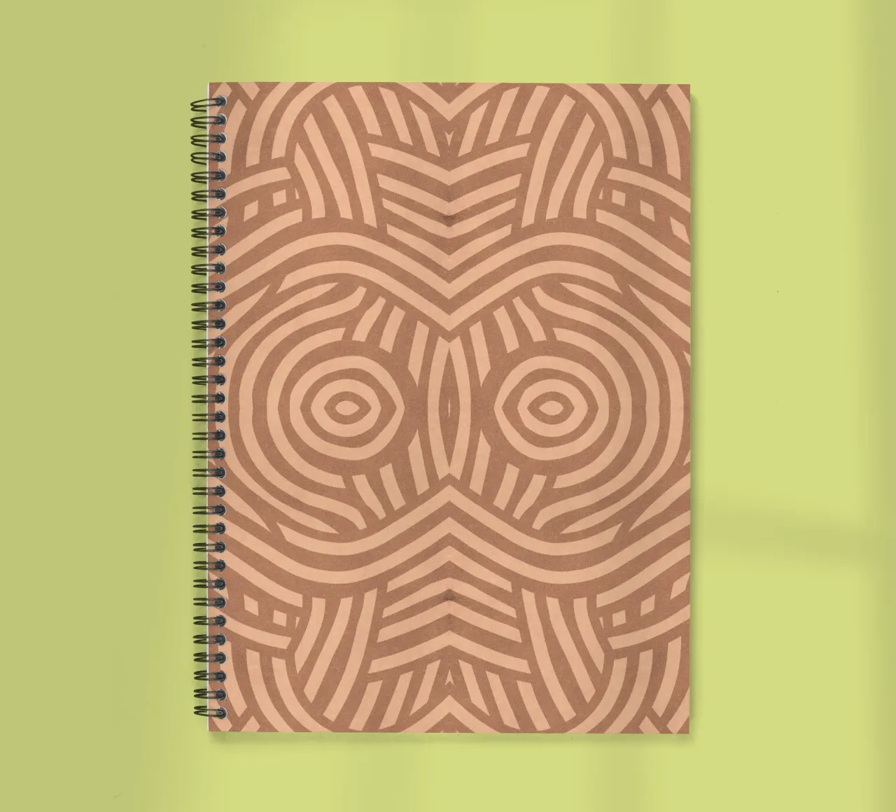 Symmetrical linocut line art pattern 09 spiral notebook by Little Dean