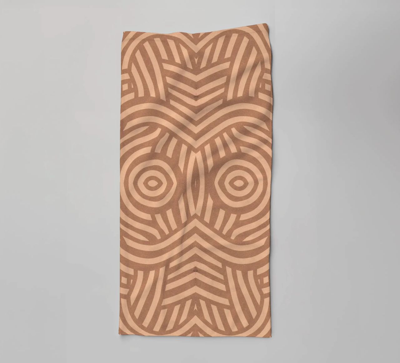 Symmetrical linocut line art pattern 09 towel by Little Dean