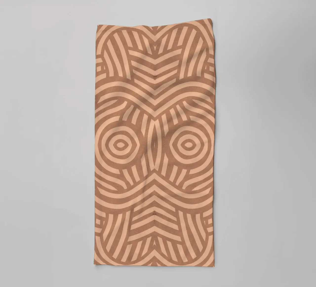 Symmetrical linocut line art pattern 09 towel by Little Dean