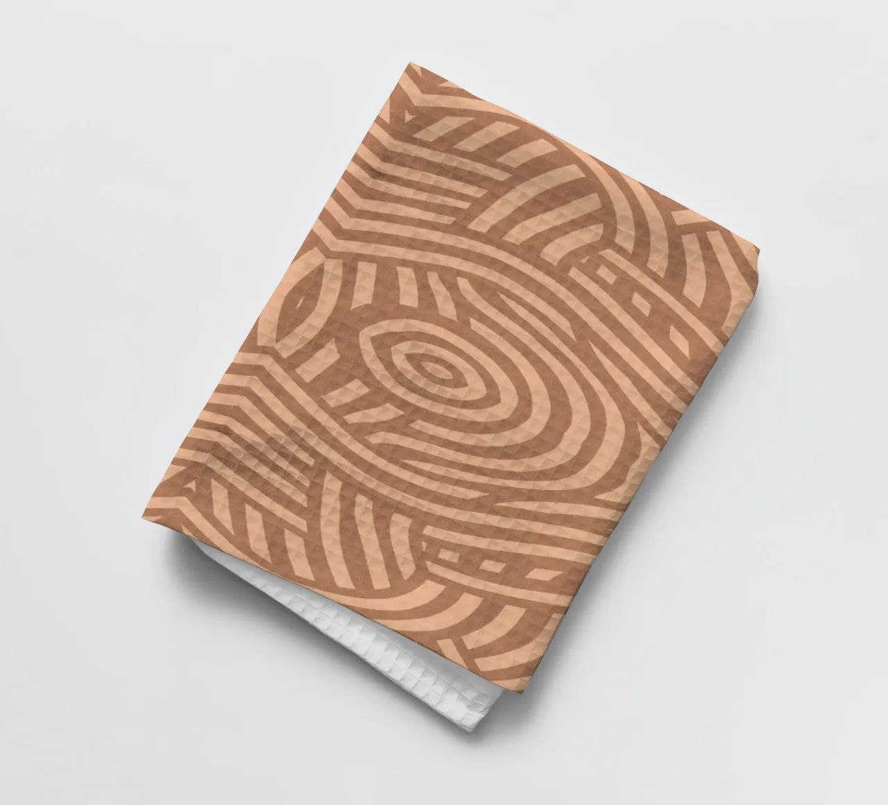 Symmetrical linocut line art pattern 09 tea towel by Little Dean