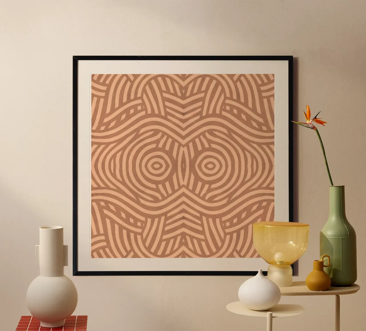 Symmetrical linocut line art pattern 09 hahnemühle by Little Dean