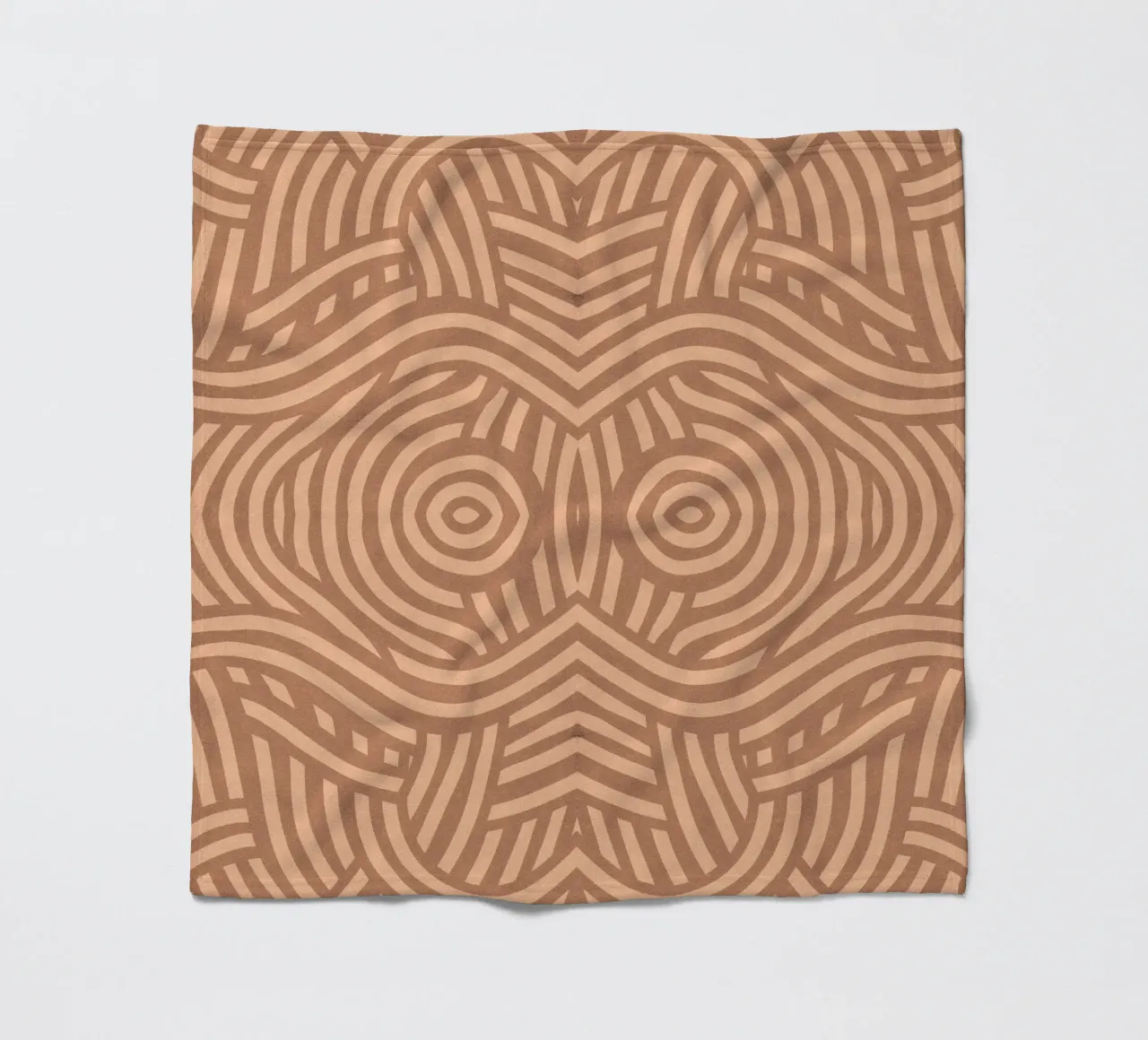 Symmetrical linocut line art pattern 09 fleece blanket by Little Dean