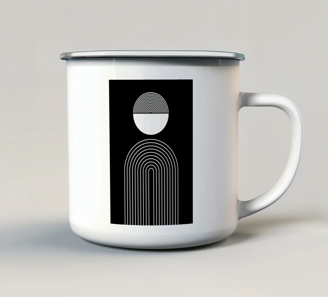 cerchi concentrici semicerchi tazza in smalto da Bacsic Design