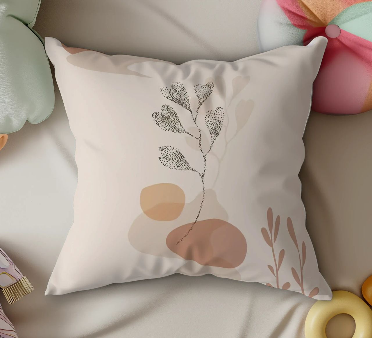 forme astratte elementi botanici cuscino da Bacsic Design