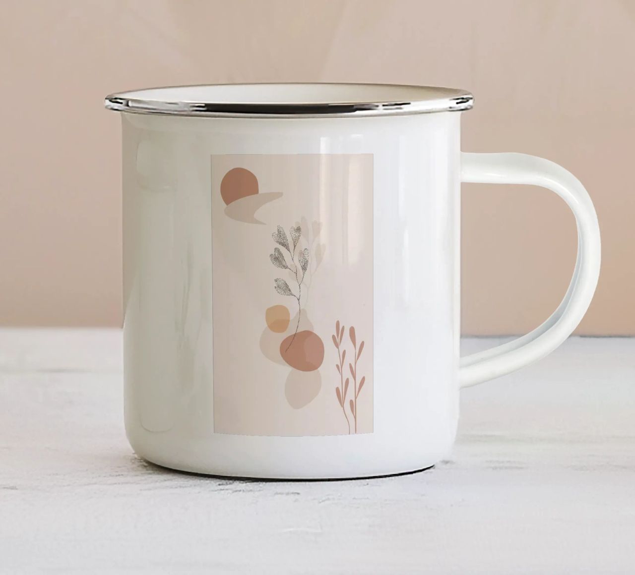forme astratte elementi botanici tazza in smalto da Bacsic Design