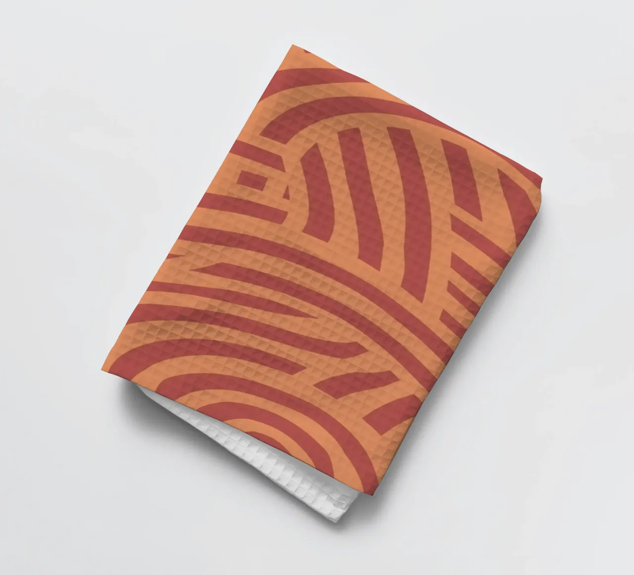 Asymmetrical linocut line art pattern 05 tea towel by Little Dean