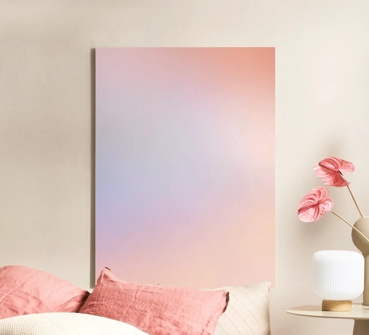 Horizon Doux - Gradienti di rosa salmone, blu e bianco tela con Cornice a cassetta da studiofox