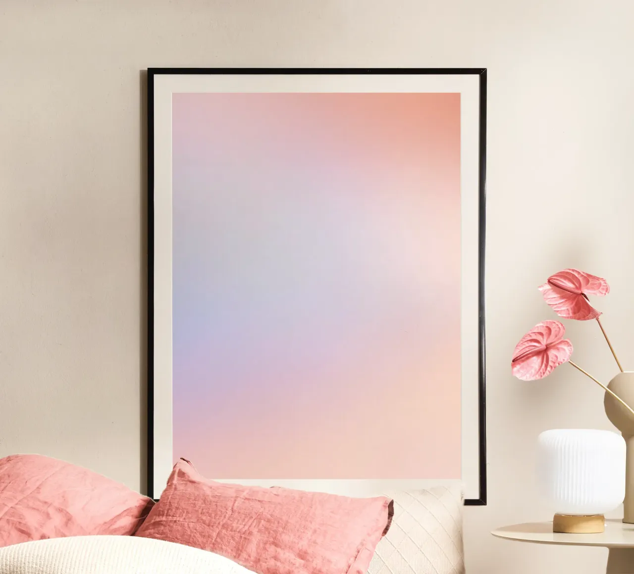 Horizon Doux - Gradienti di rosa salmone, blu e bianco carta hahnemühle da studiofox