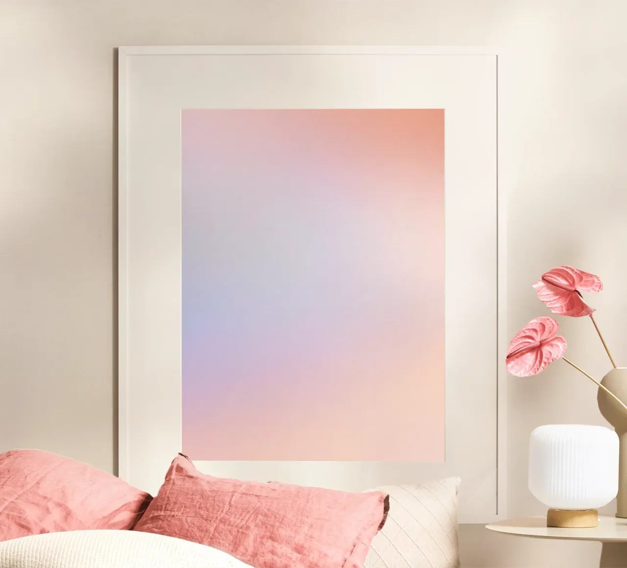 Horizon Doux - Gradienti di rosa salmone, blu e bianco carta hahnemühle da studiofox