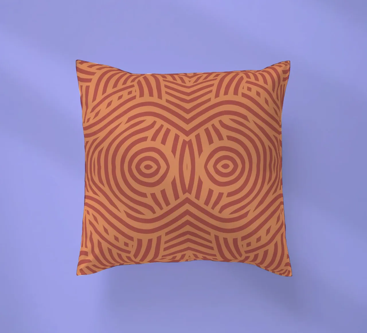 Symmetrical linocut line art pattern 09 decorative cushion by Little Dean