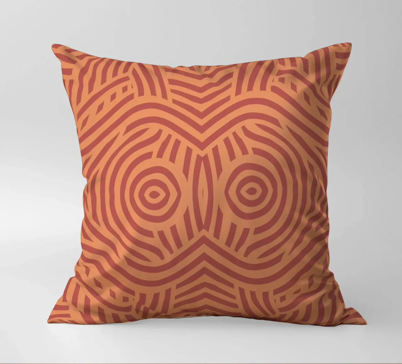 Symmetrical linocut line art pattern 09 decorative cushion by Little Dean