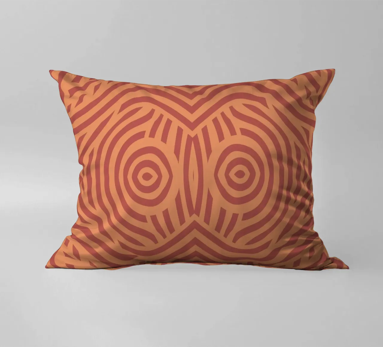 Symmetrical linocut line art pattern 09 decorative cushion by Little Dean