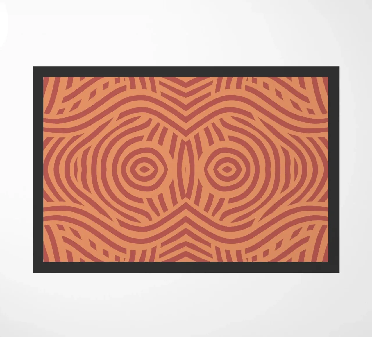 Symmetrical linocut line art pattern 09 doormat by Little Dean