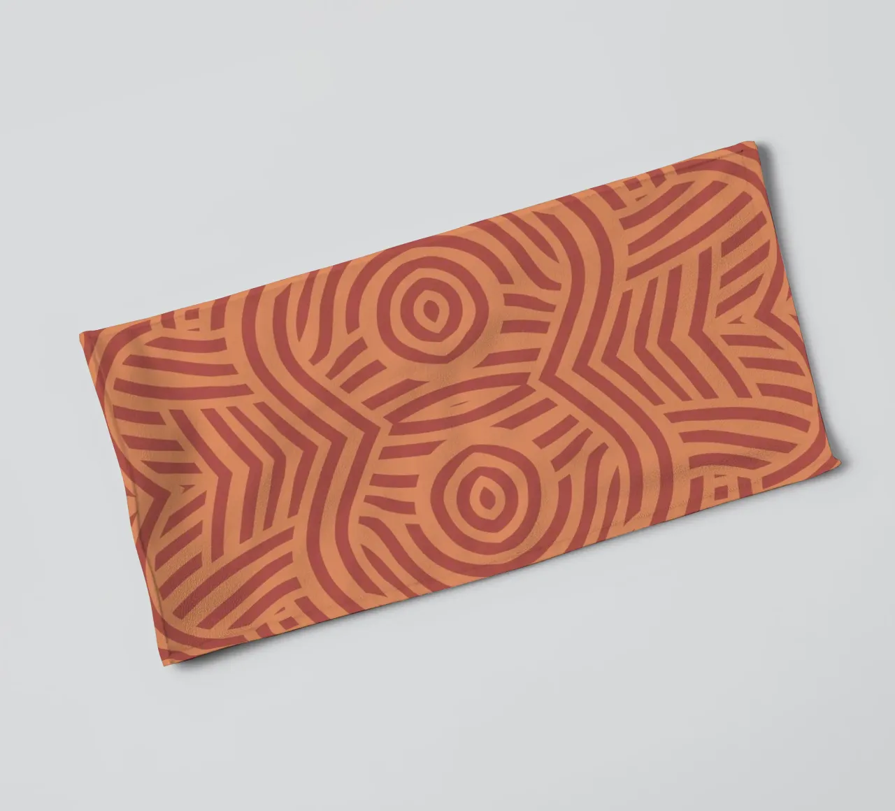 Symmetrical linocut line art pattern 09 towel by Little Dean