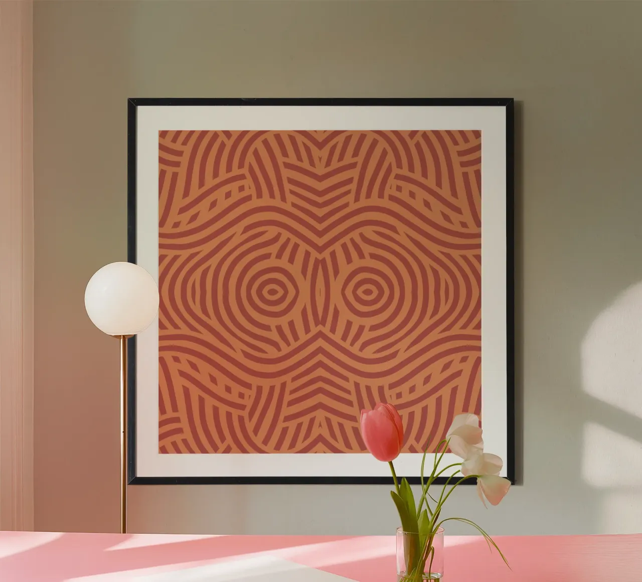 Symmetrical linocut line art pattern 09 hahnemühle by Little Dean