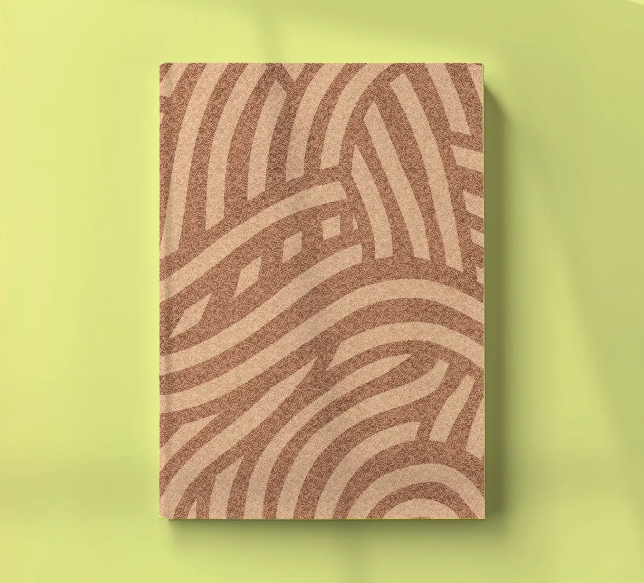Asymmetrical linocut line art pattern 06 notebook by Little Dean