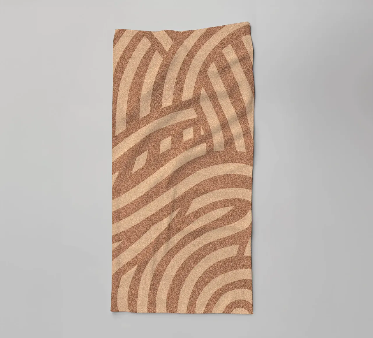 Asymmetrical linocut line art pattern 06 towel by Little Dean