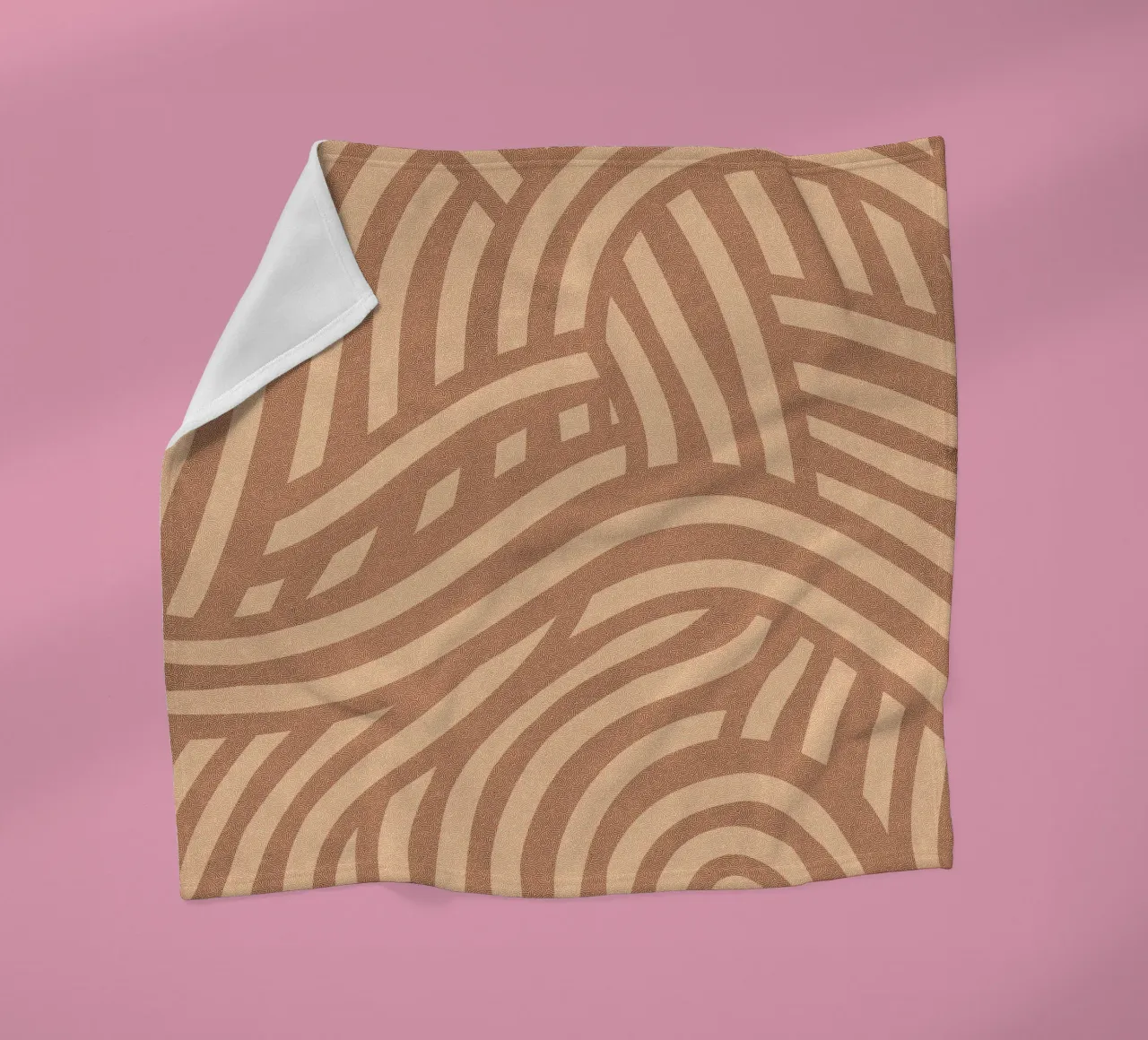 Asymmetrical linocut line art pattern 06 fleece blanket by Little Dean