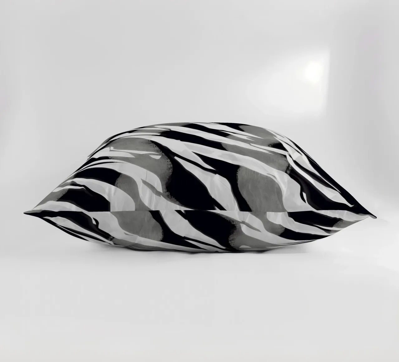 Black and white stripe pattern decorative cushion by Little Dean