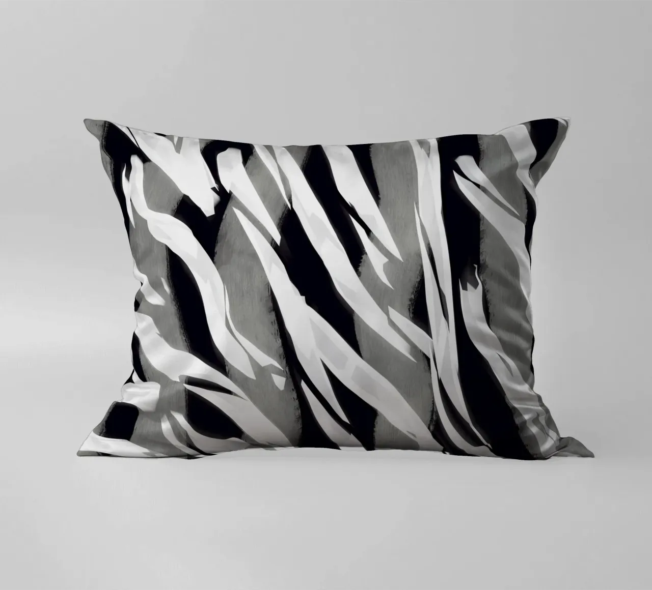 Black and white stripe pattern decorative cushion by Little Dean