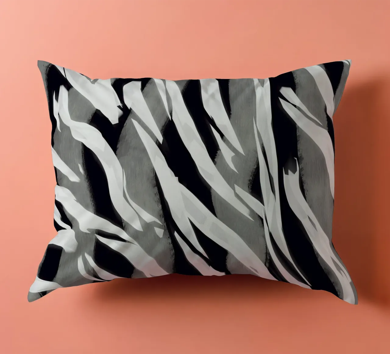 Black and white stripe pattern decorative cushion by Little Dean