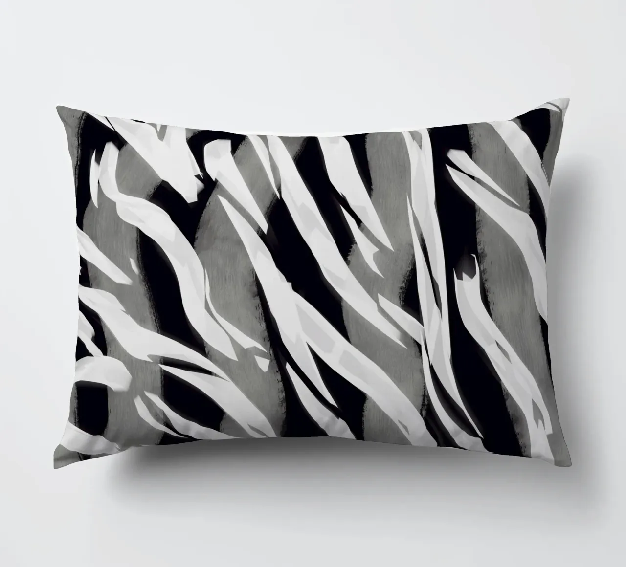 Black and white stripe pattern decorative cushion by Little Dean