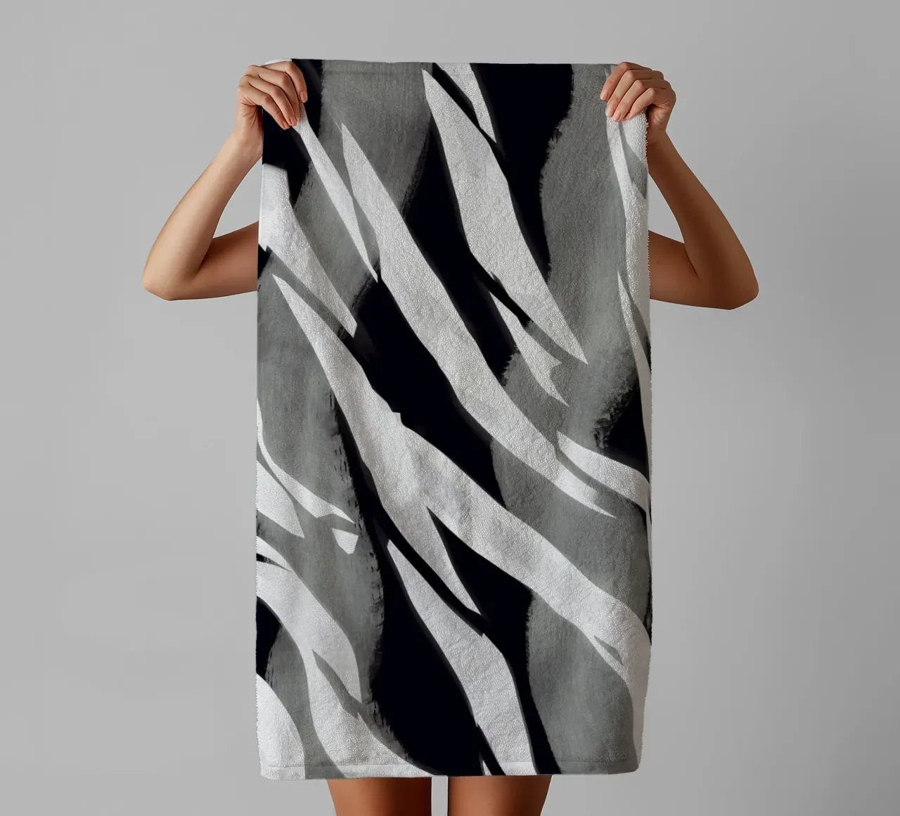 Black and white stripe pattern towel by Little Dean