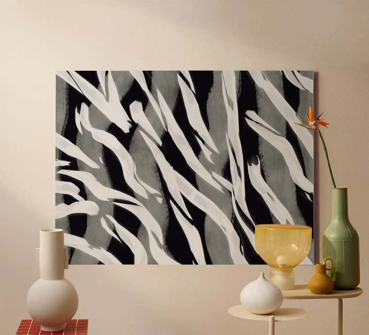 Black and white stripe pattern canvas by Little Dean