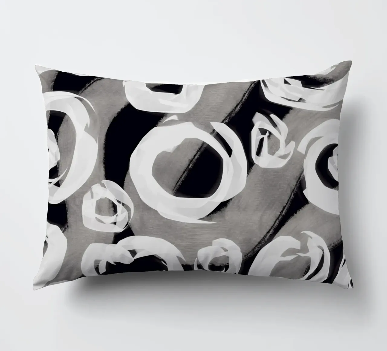 Black and white bubble pattern decorative cushion by Little Dean