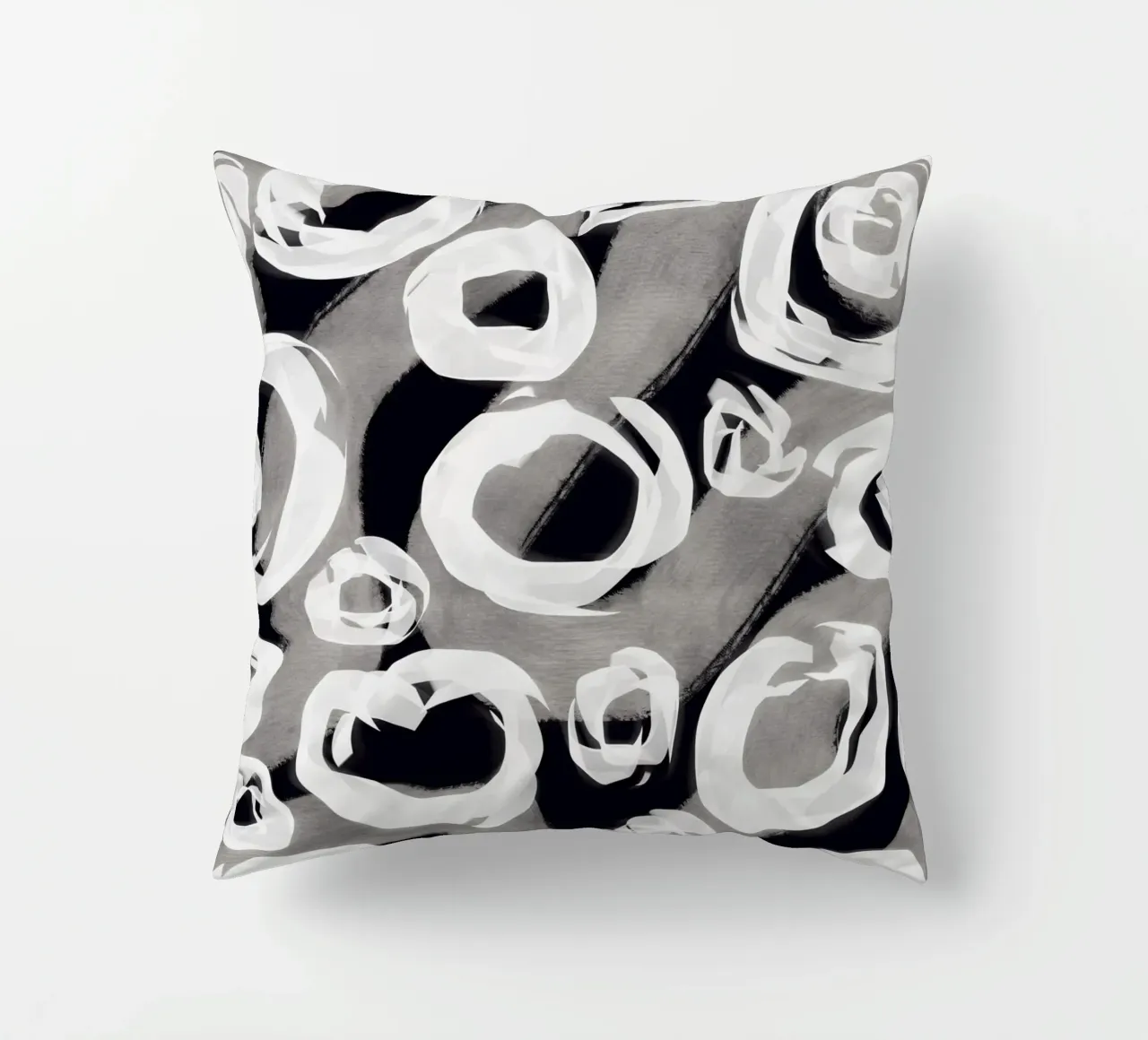 Black and white bubble pattern decorative cushion by Little Dean