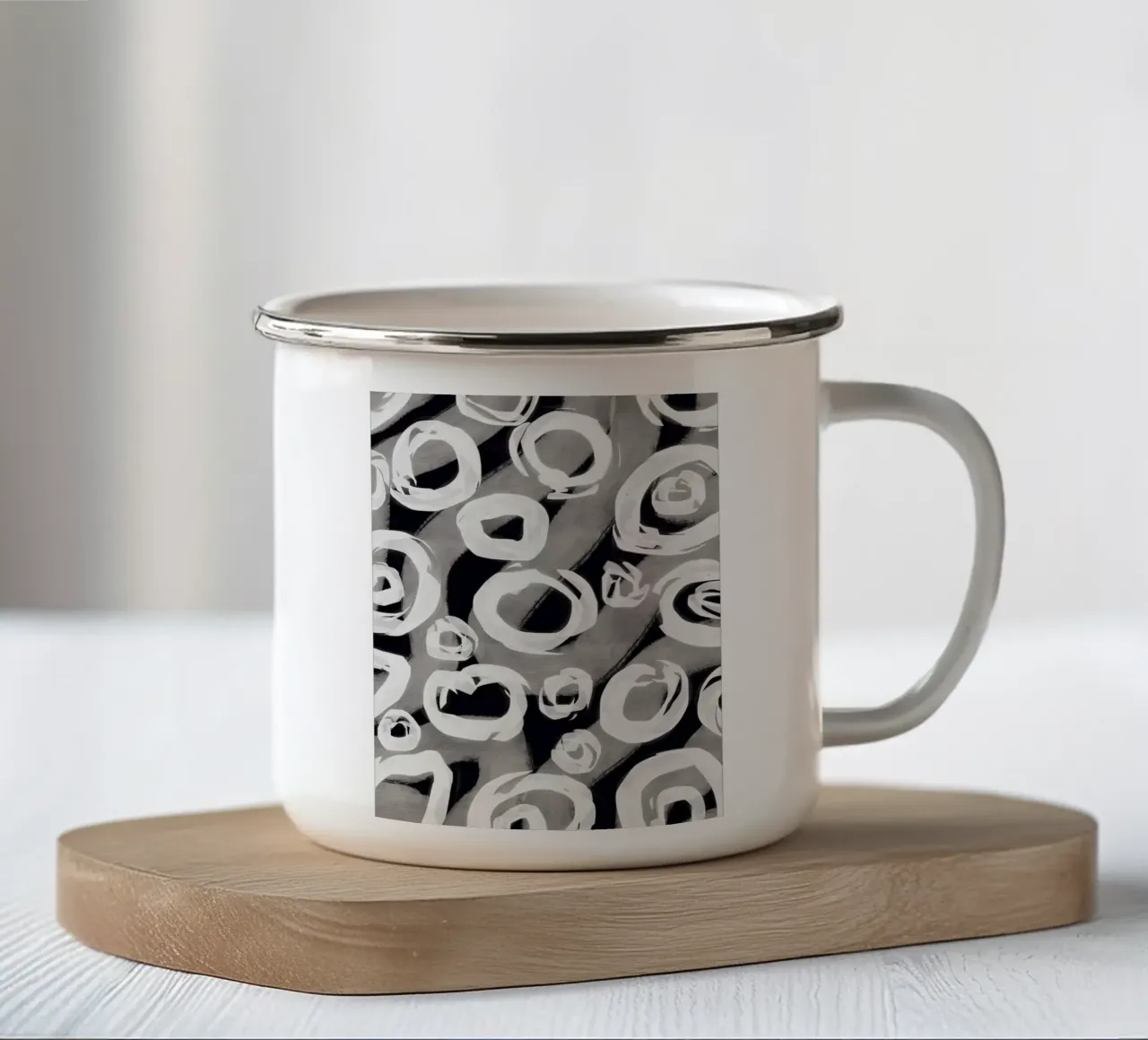 Black and white bubble pattern enamel mug by Little Dean