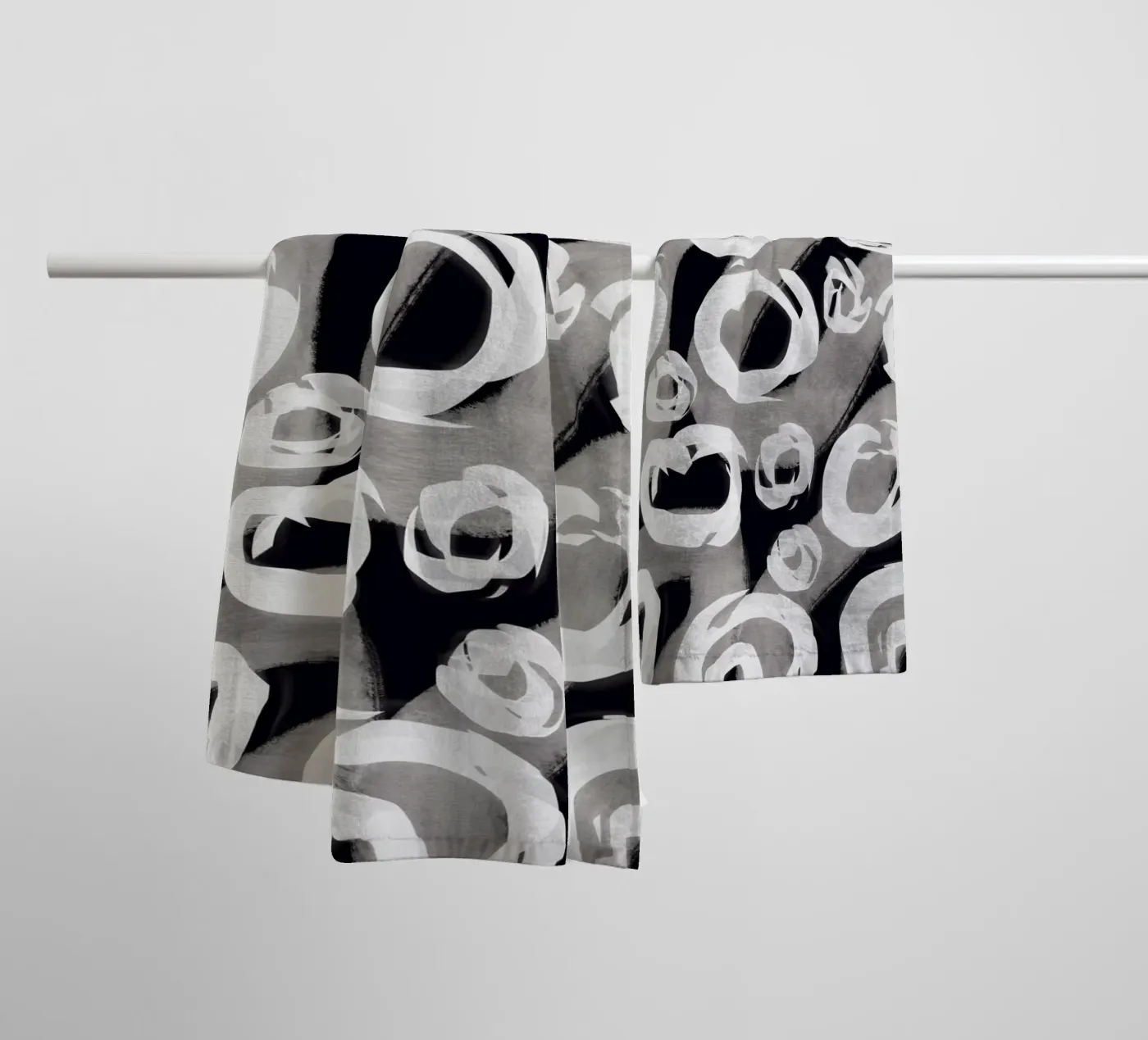 Black and white bubble pattern towel by Little Dean