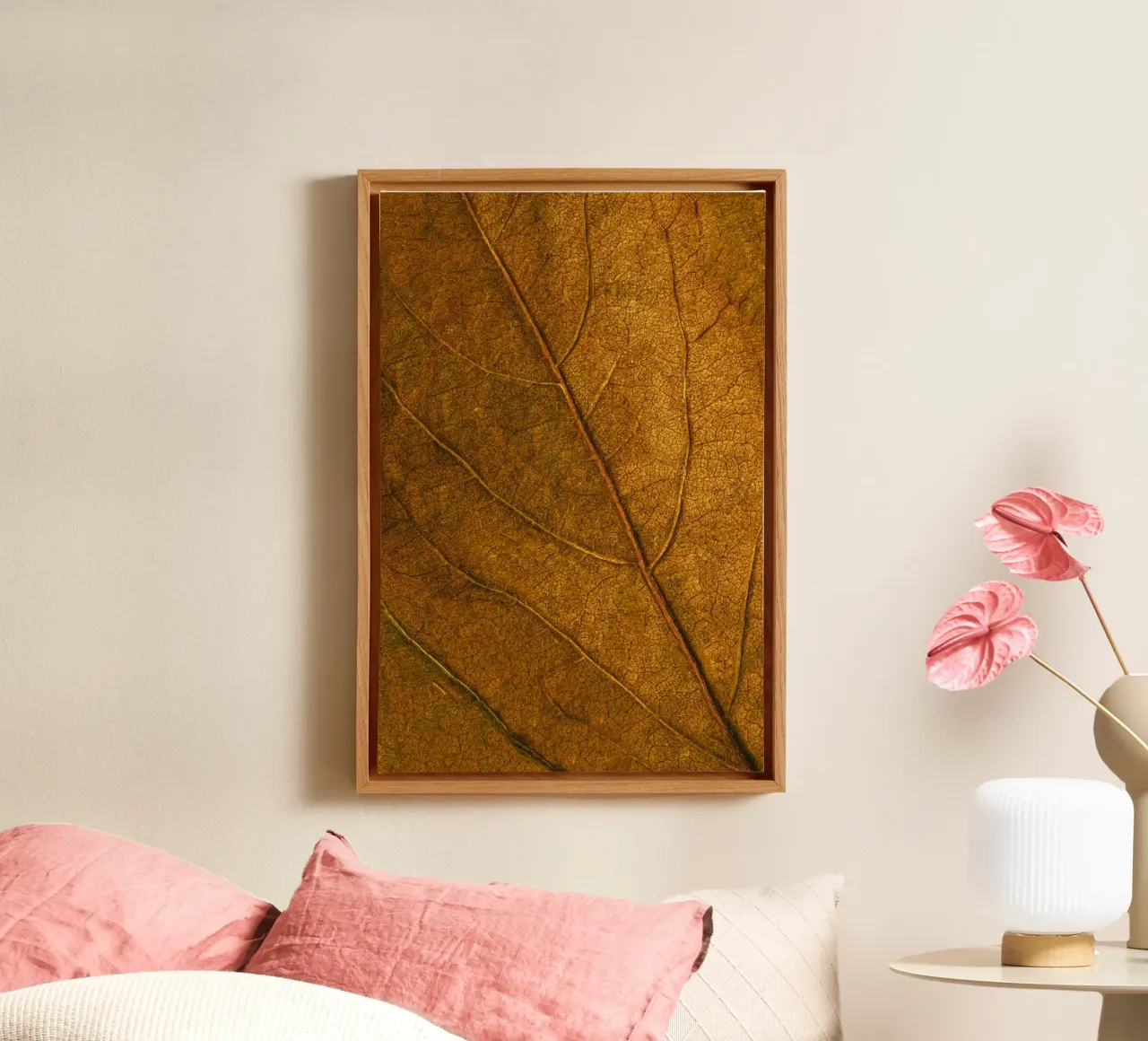 bladtextuur canvas met Baklijst van Earthly Visions
