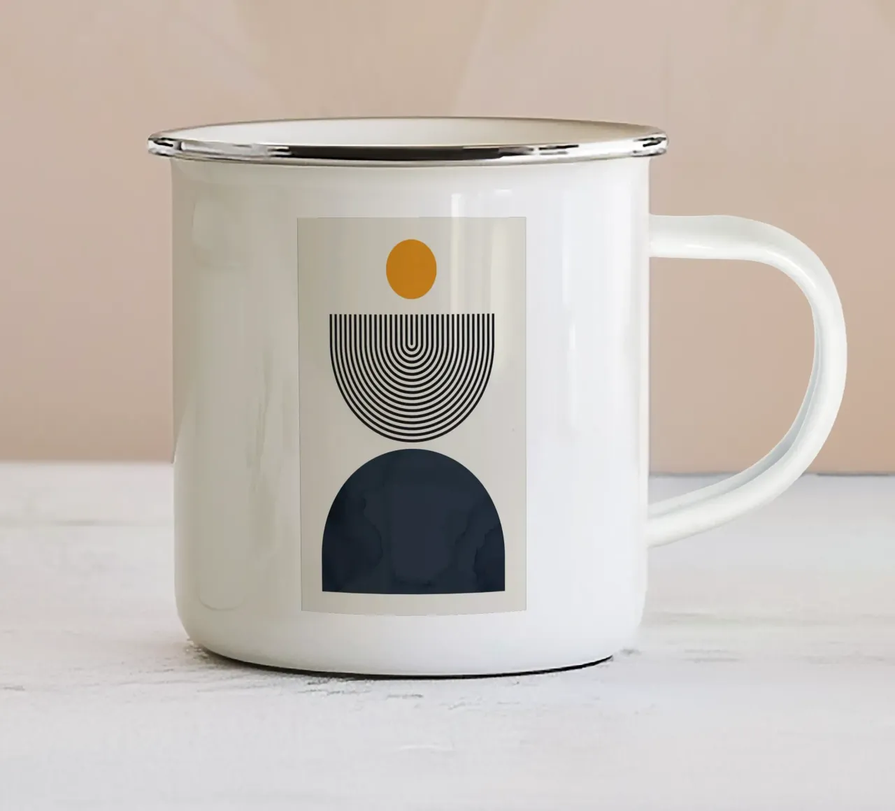 Kreis Halbkreis Linien Emaille Tasse von Smith Basic