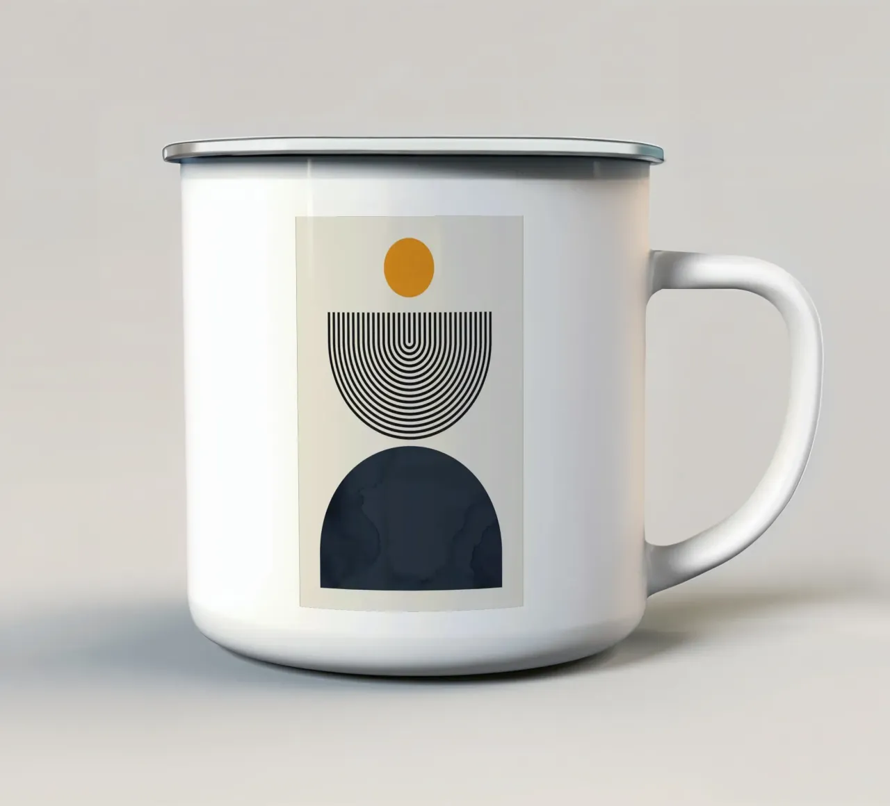 Kreis Halbkreis Linien Emaille Tasse von Smith Basic