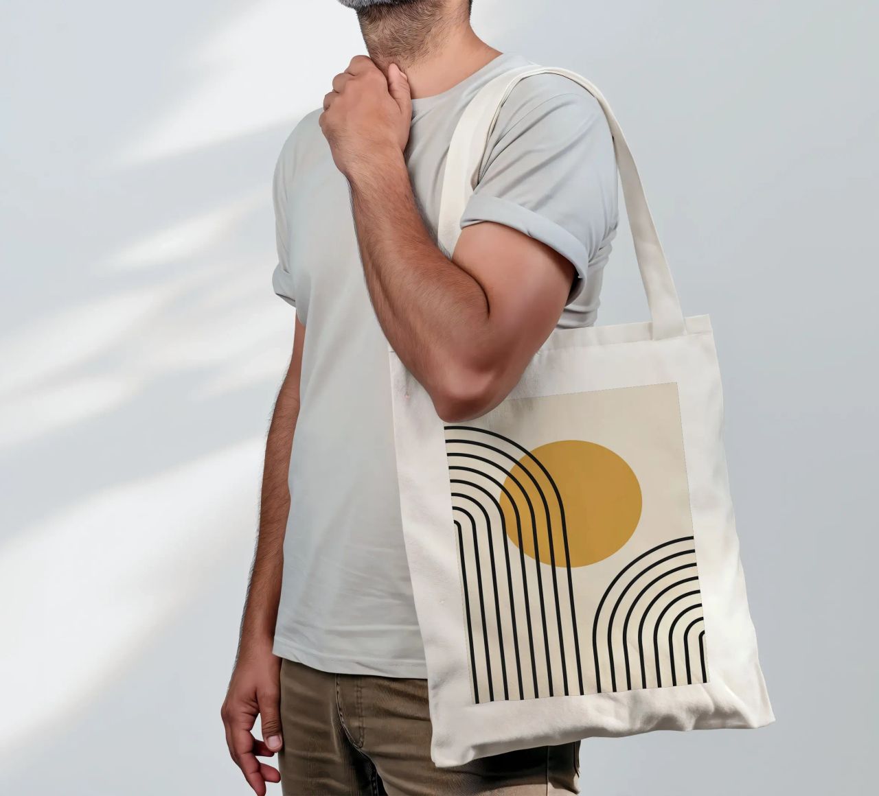 semicerchio linee curve borsa in juta da Smith Basic