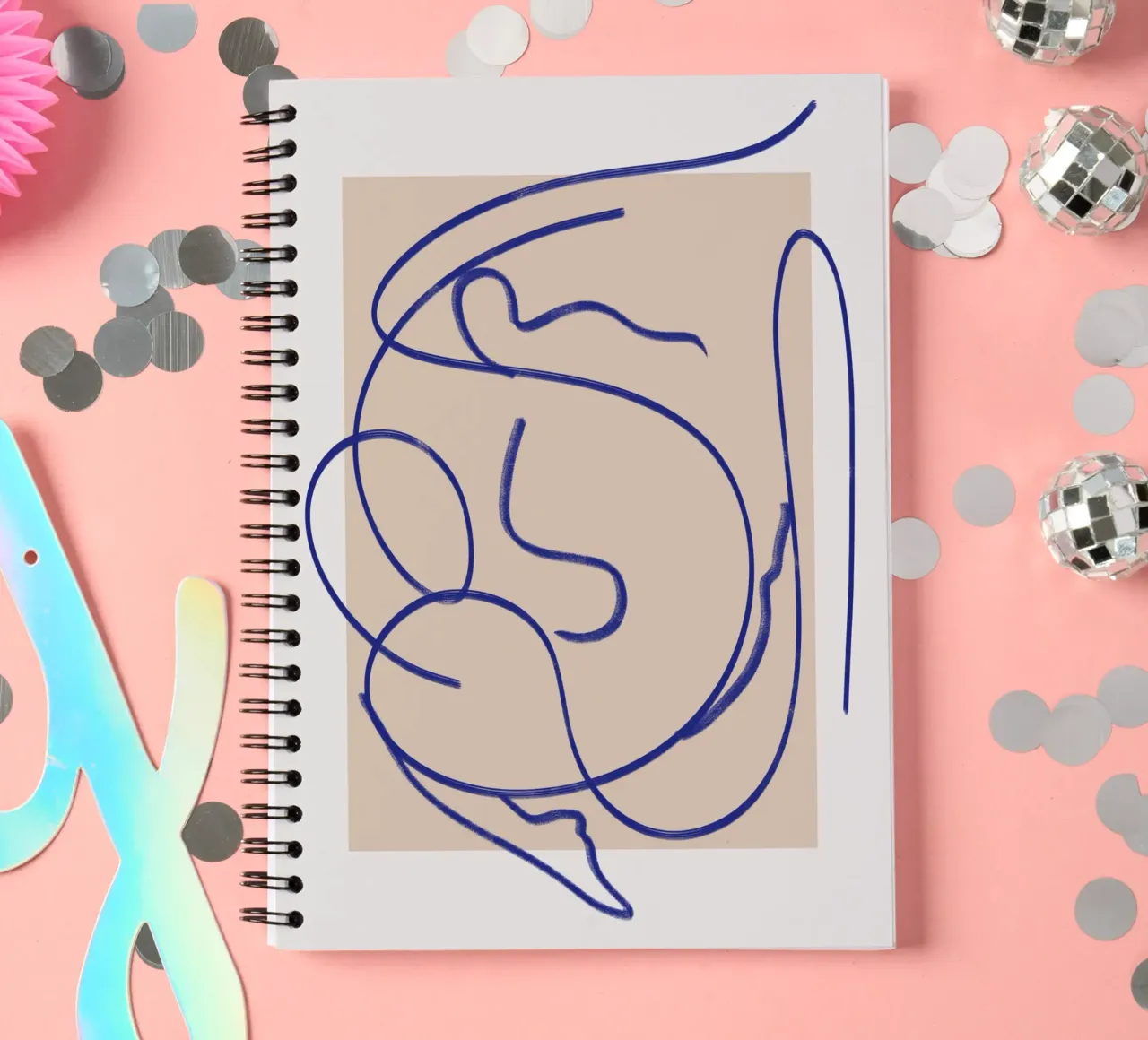 Line art abstract figurative 02 spiral notebook by Little Dean