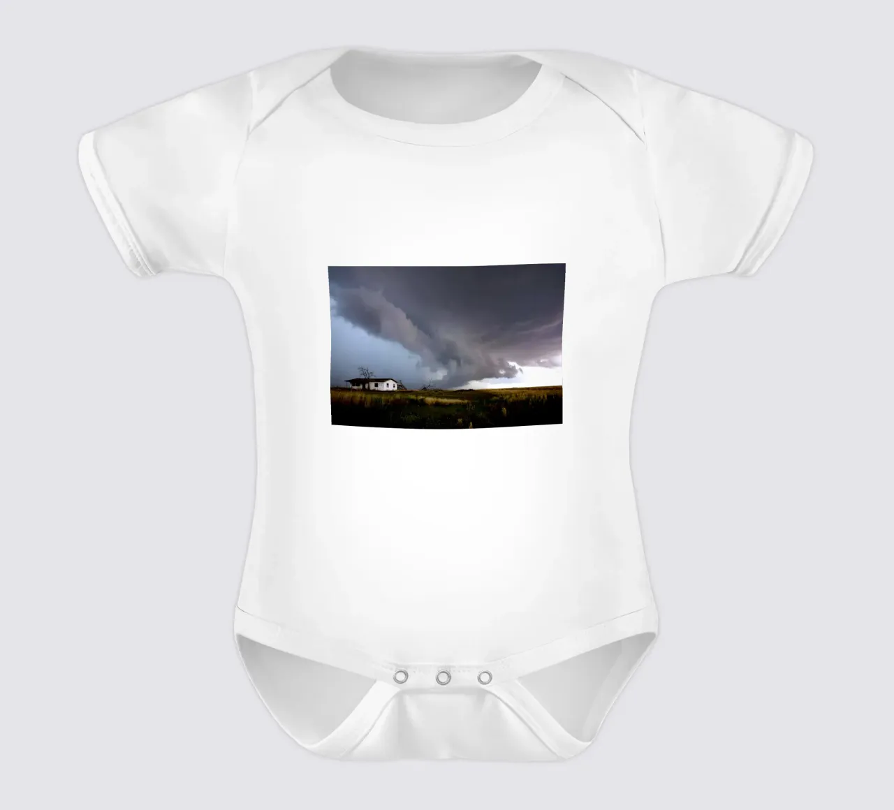 storm clouds short-sleeve baby romper by Earthly Visions