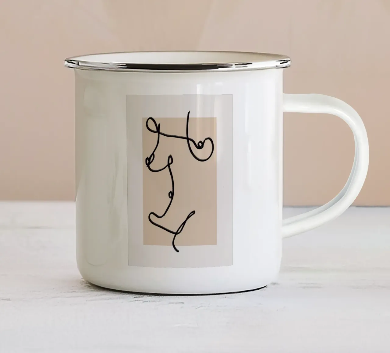 Line art astratto figurativo 03 tazza in smalto da Little Dean