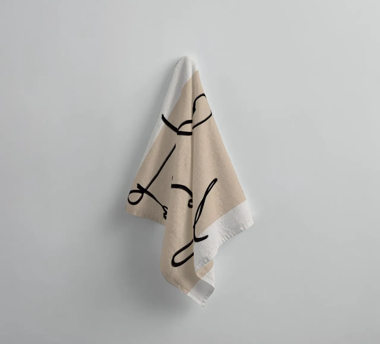 Line art abstract figurative 03 towel by Little Dean