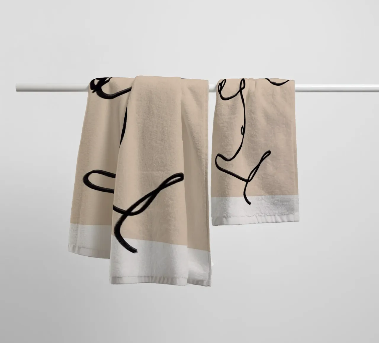 Line art abstract figurative 03 towel by Little Dean