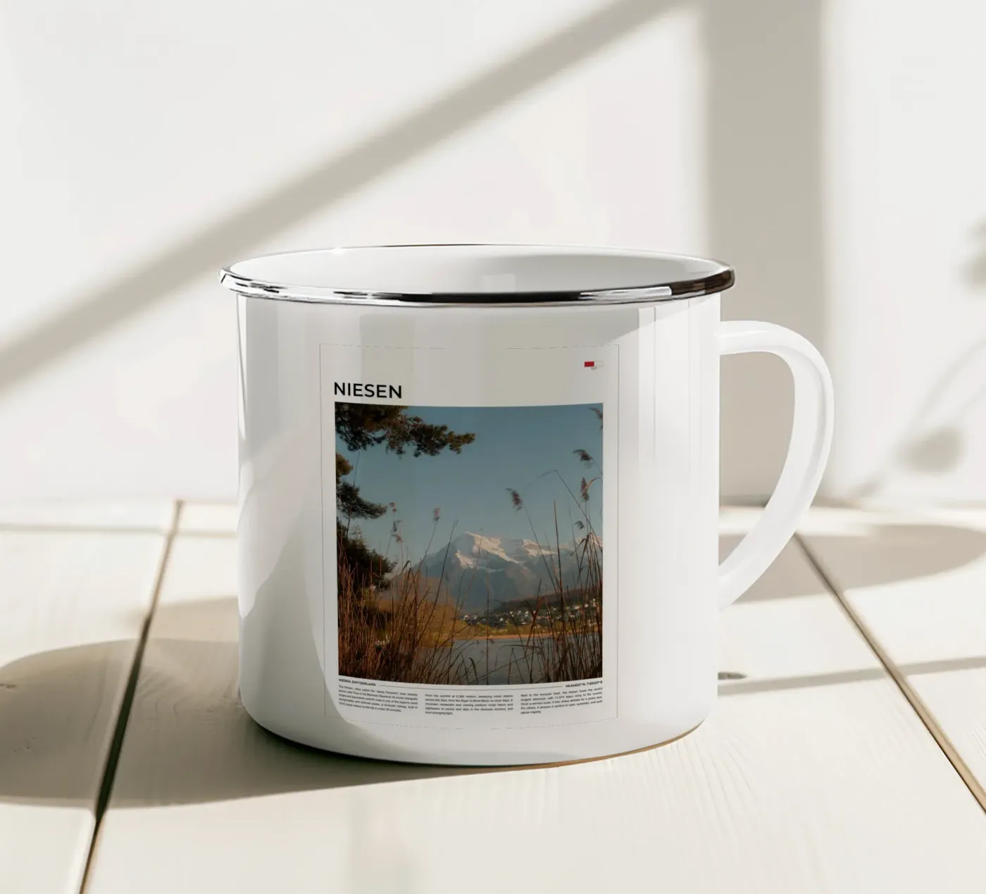 Niesen: Typography enamel mug by FujiType