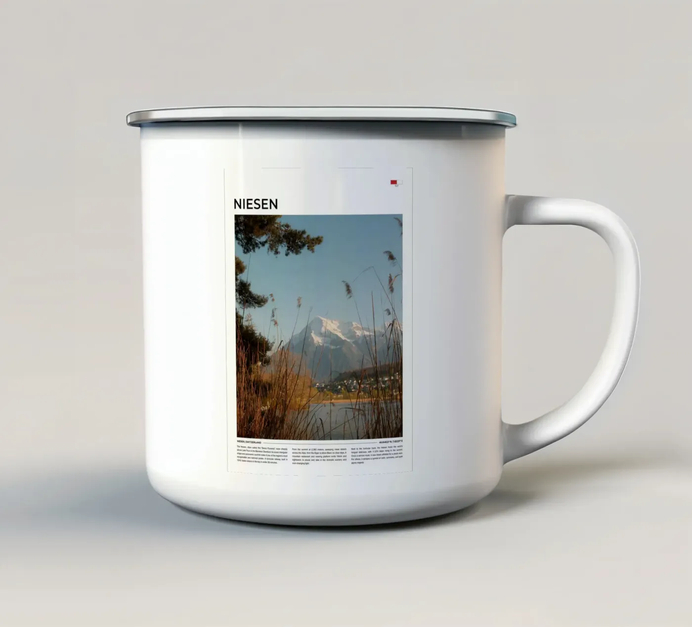 Niesen: Typography enamel mug by FujiType