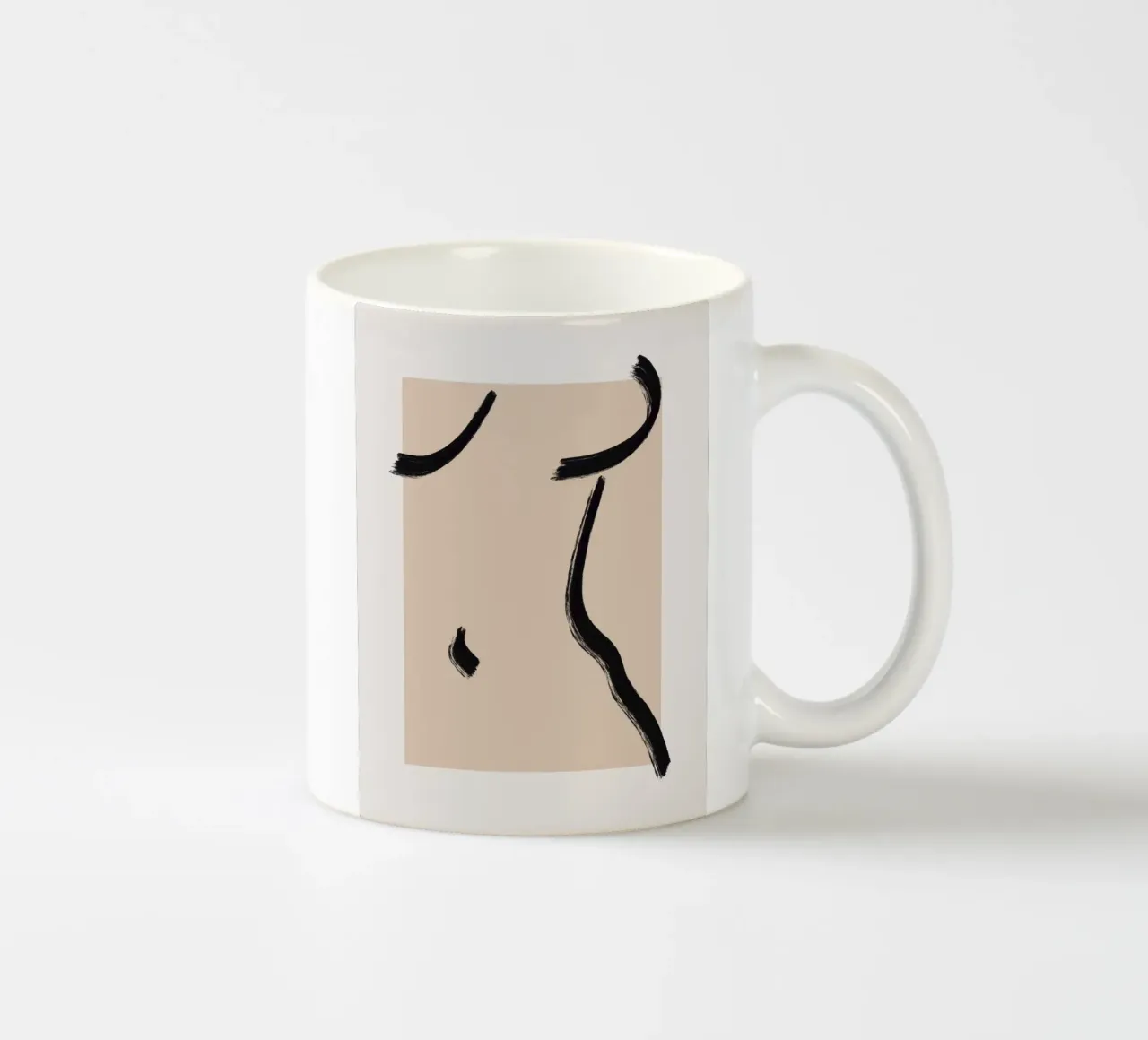 Line art abstract figurative 04 ceramic mug by Little Dean